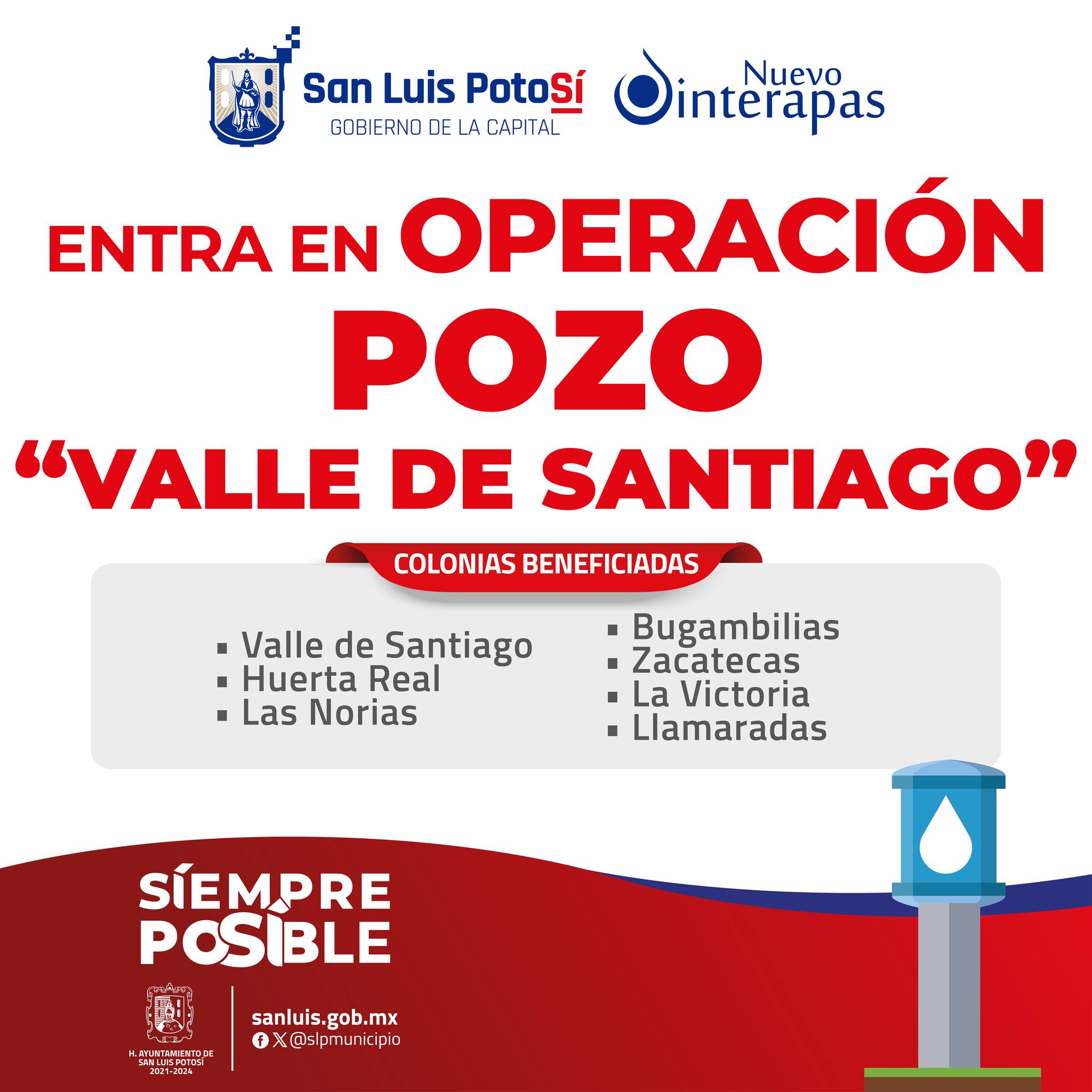 El Nuevo INTERAPAS pone en operación el pozo “Valle de Santiago”.