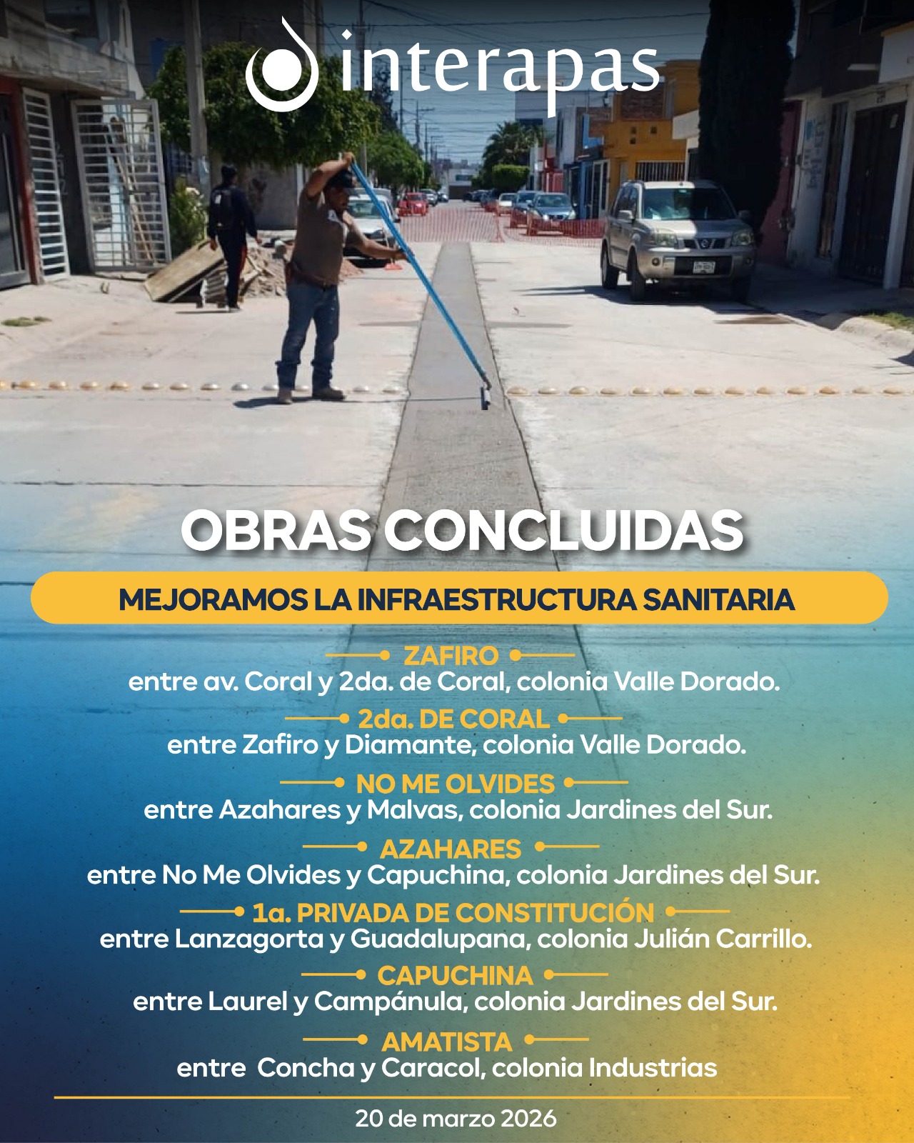 Interapas concluye ocho obras sanitarias de alto impacto social
