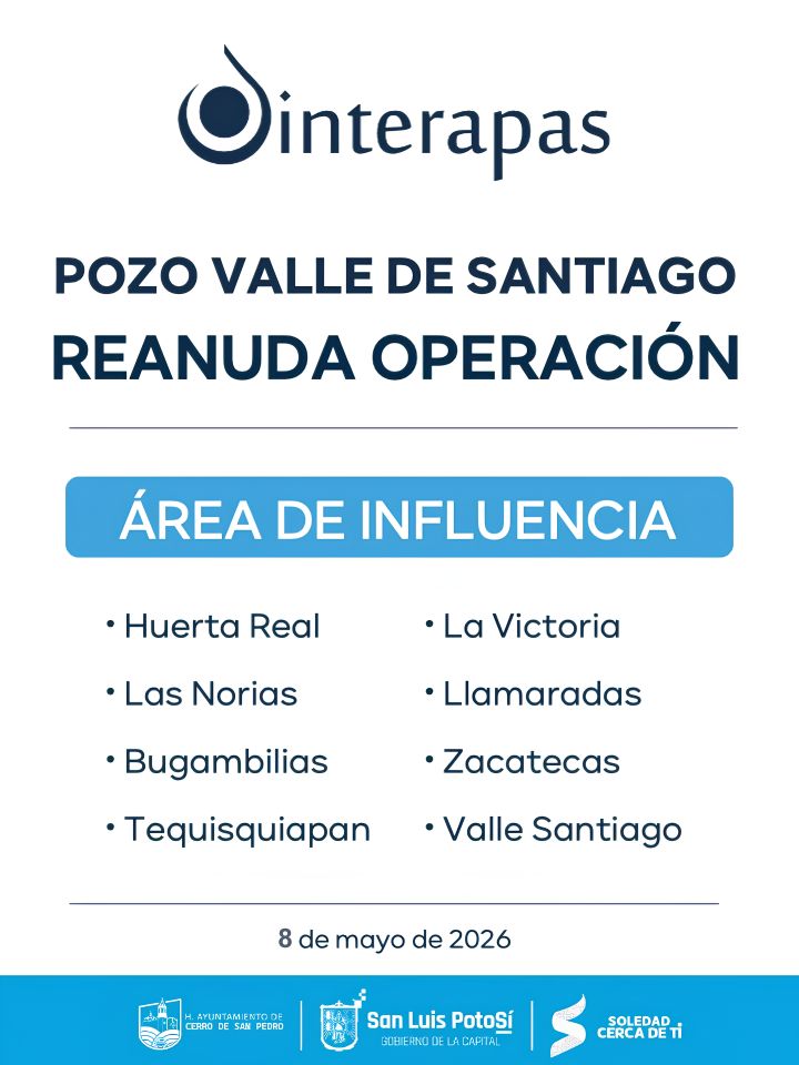 Interapas pone nuevamente en marcha el pozo Valle de Santiago